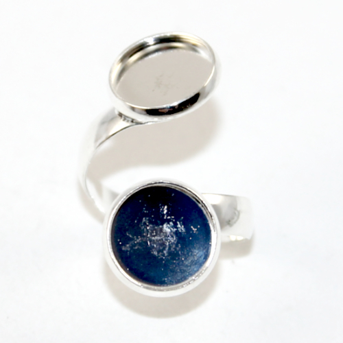 12mm Double Cabochon Ring Setting - Silver