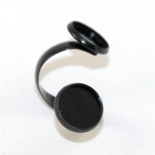 12mm Double Cabochon Ring Setting - Black