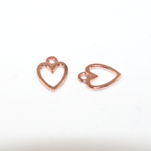 8mm x 11mm Open Heart Charm - Pair - Rose Gold