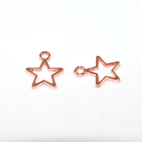 12mm x 14.5mm Open Star Charm - Pair - Rose Gold