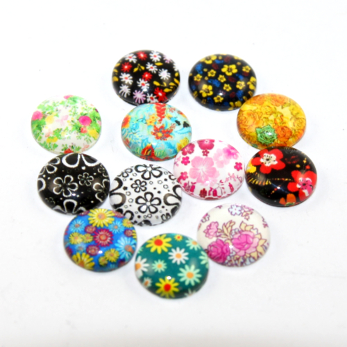 12mm Mixed Flower Pattern Cabochons