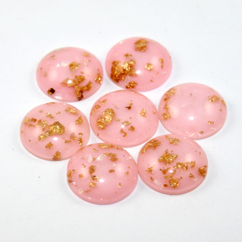 20mm Pink Resin Cabochon with Gold Foil