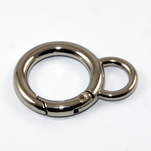 31mm Spring Clasp Round Keyring - Platinum