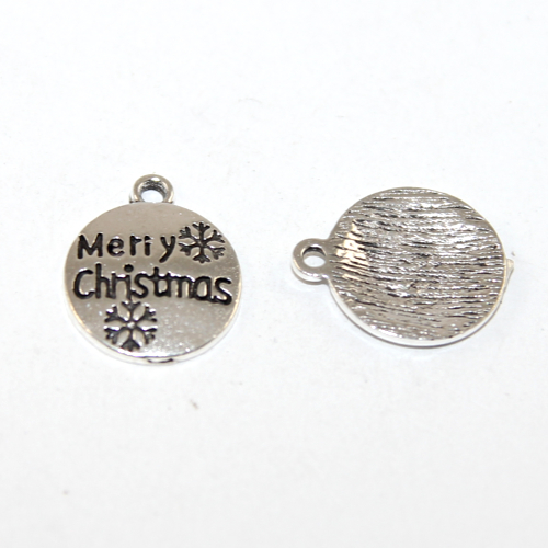"Merry Christmas" Charm - Antique Silver - 2 Pieces