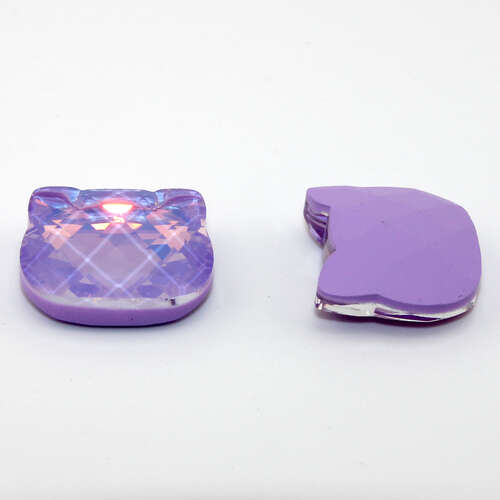 20mm x 23mm Cat Face Faceted Stone - Violet Opal AB Lacquer