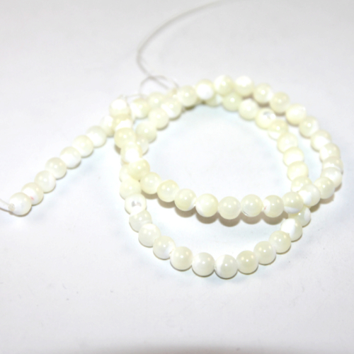 Natural Freshwater Shell 6mm Round Beads - 35cm Strand