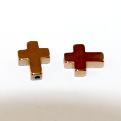 8mm x 10mm Hematite Cross Bead - Copper