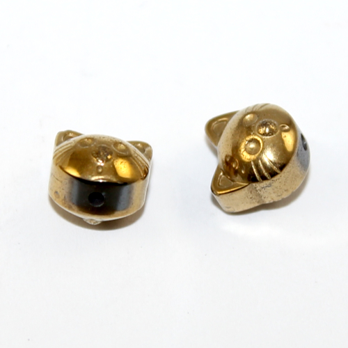 8mm Cat Hematite Bead - Bright Gold