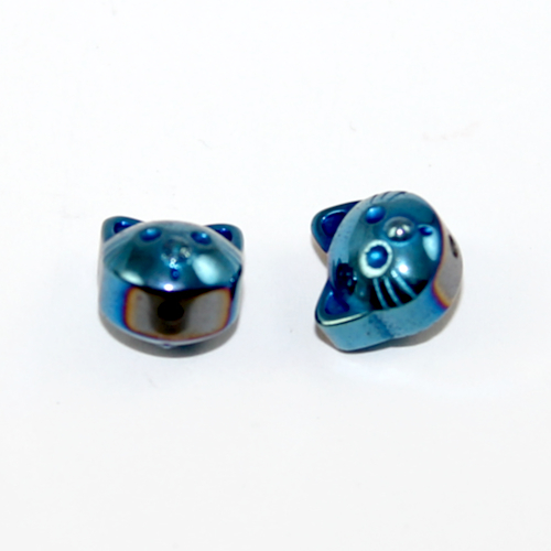 8mm Cat Hematite Bead - Blue