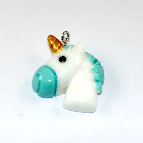 Unicorn Head Pendant - 2 Piece Pack - Teal
