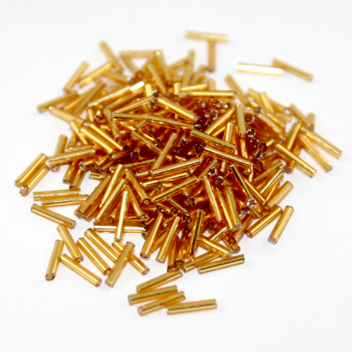 9mm Bugle Bead - Gold Lined - 8gm Bag