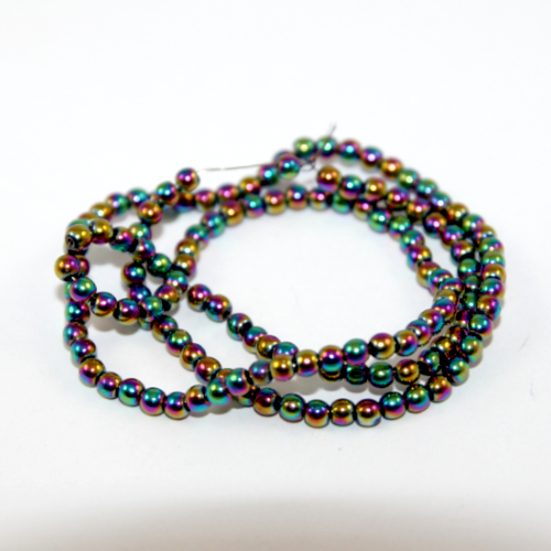 3mm Electroplated Hematite Beads - 38cm Strand - Rainbow
