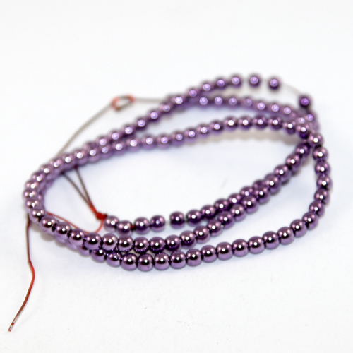 3mm Electroplated Hematite Beads - 30cm Strand - Lilac