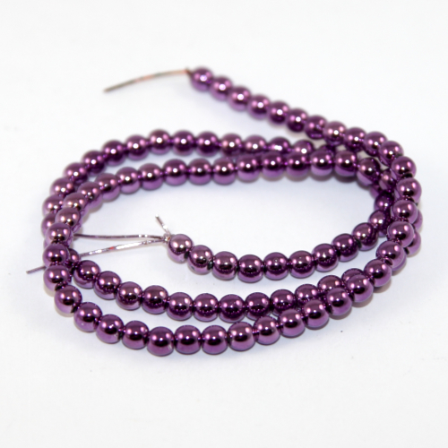 4mm Electroplated Hematite Beads - 35cm Strand - Lilac