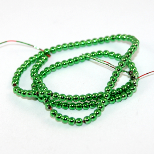 3mm Electroplated Hematite Beads - 30cm Strand - Green