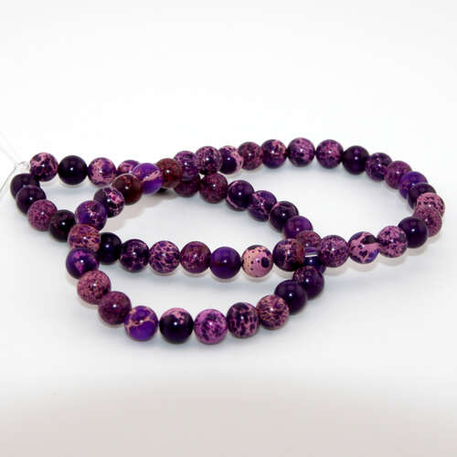 6mm Purple Sea Sediment Jasper Round Beads - 38cm Strand