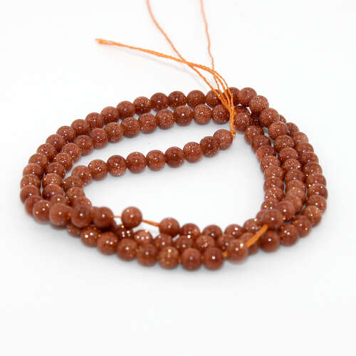 3mm Orange Goldstone Round Beads - 38cm Strand
