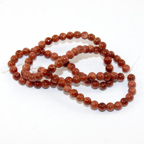 4mm Orange Goldstone Round Beads - 38cm Strand