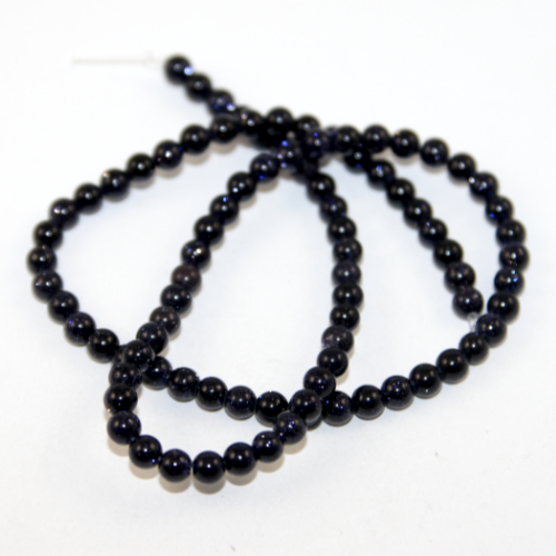 4mm Blue Goldstone Round Beads - 38cm Strand