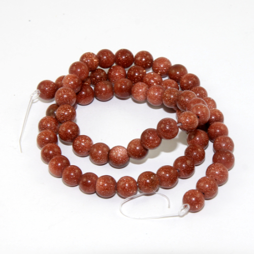 6mm Orange Goldstone Round Beads - 38cm Strand