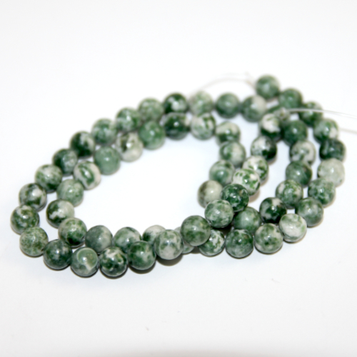 6mm Green Spot Jasper Round Beads - 38cm Strand