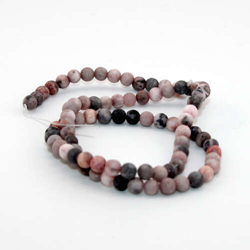4mm Matte Pink Zebra Jasper Round Beads - 38cm Strand
