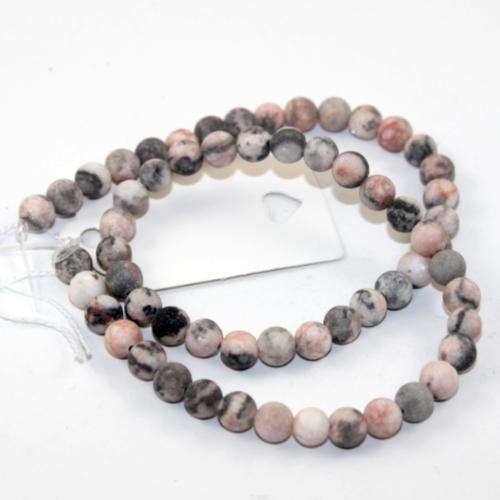 6mm Pink Zebra Jasper Round Beads - 38cm Strand