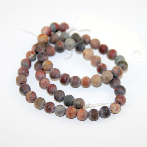 6mm Matte Picasso Jasper Round Beads - 38cm Strand