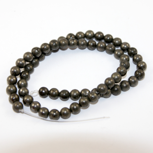 6mm Iron Pyrite Round Beads - 38cm Strand