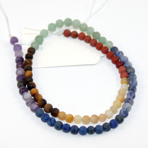 4mm Matte Chakra Stones   Round Beads - 38cm Strand