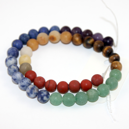 8mm Matte Chakra Stones   Round Beads - 38cm Strand