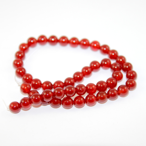 8mm Red Carnelian Round Beads - 38cm Strand