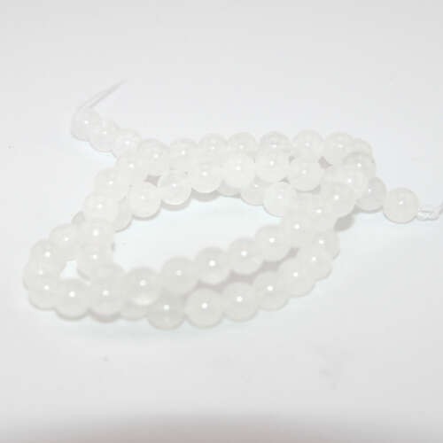 6mm White Jade Round Beads - 38cm Strand