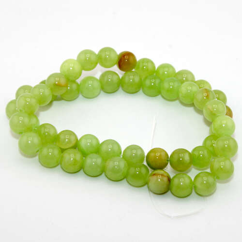 8mm Green Jade Round Beads - 38cm Strand