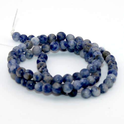 4mm Matte Blue Spot Jasper Round Beads - 38cm Strand