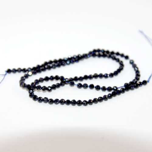 3mm Faceted Blue Goldstone Round Beads - 36cm Strand