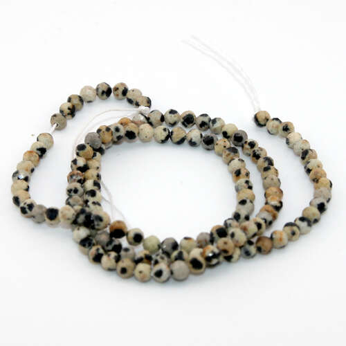 3mm Faceted Dalmatian Jasper Round Beads - 36cm Strand