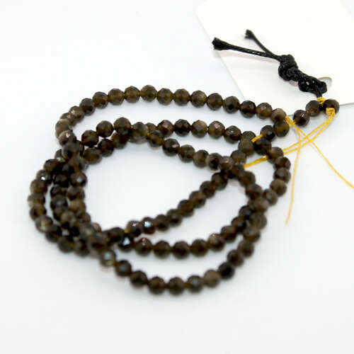 3mm Faceted Golden Obsidian Round Beads - 36cm Strand