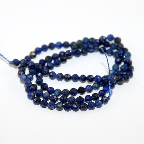 3mm Faceted Lapis Lazuli Round Beads - 36cm Strand