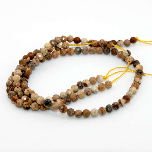 3mm Faceted Picture Jasper Round Beads - 36cm Strand