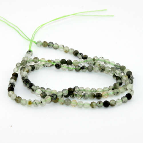 3mm Faceted Prehnite Round Beads - 36cm Strand