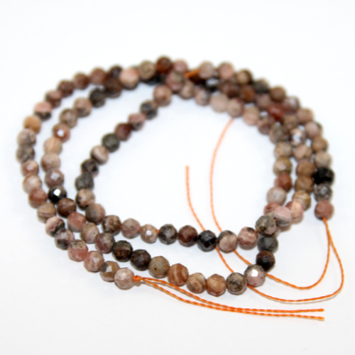 3mm Faceted Rhodonite Round Beads - 36cm Strand