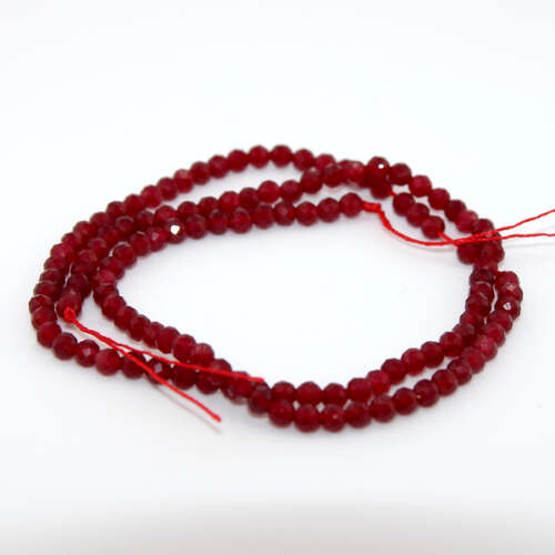 3mm Faceted Ruby Round Beads - 36cm Strand