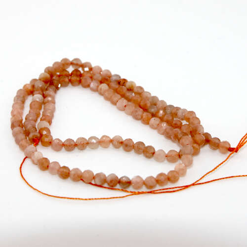 3mm Faceted Sunstone Round Beads - 36cm Strand