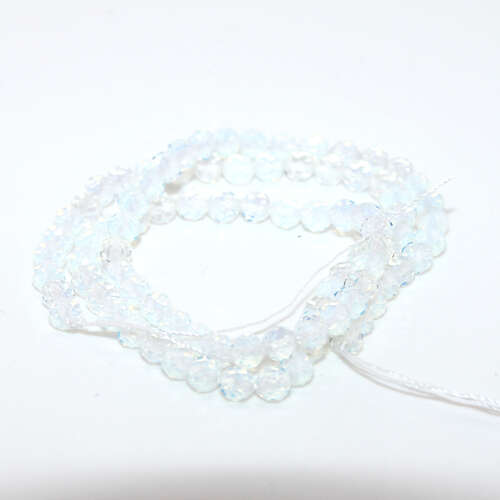 4mm Faceted White Opalite Round Beads - 36cm Strand