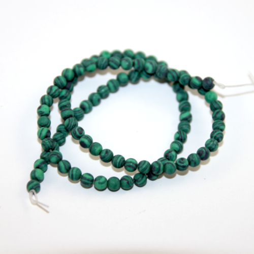 4mm Matte Malachite Round Beads - 38cm Strand