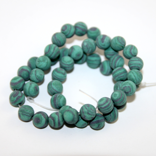 8mm Matte Malachite Round Beads - 38cm Strand