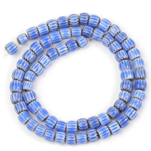 6mm Blue Nepalese Lampwork Beads - 38cm Strand