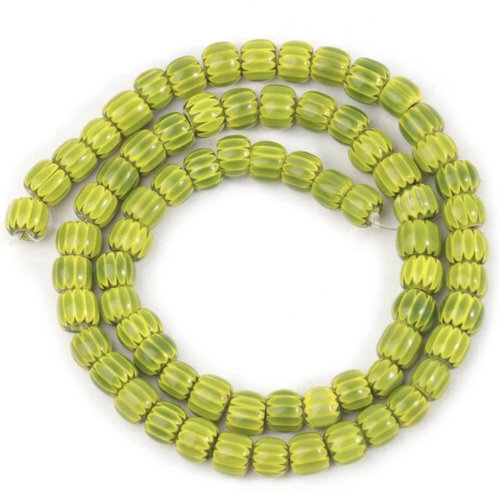 6mm Bright Green Nepalese Lampwork Beads - 38cm Strand