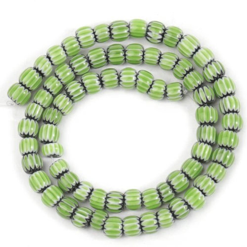 6mm Green Nepalese Lampwork Beads - 38cm Strand